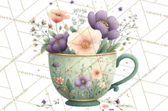 Art Nouveau Teacups and Teapots Clipart PNG Product Image 5