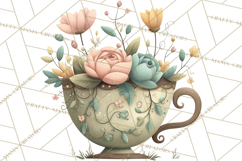 Art Nouveau Teacups and Teapots Clipart PNG Product Image 3