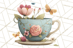 Art Nouveau Teacups and Teapots Clipart PNG Product Image 3