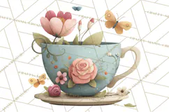 Art Nouveau Teacups and Teapots Clipart PNG Product Image 3