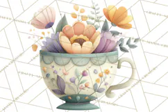 Art Nouveau Teacups and Teapots Clipart PNG Product Image 4