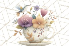 Art Nouveau Teacups and Teapots Clipart PNG Product Image 5