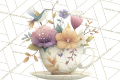 Art Nouveau Teacups and Teapots Clipart PNG Product Image 5