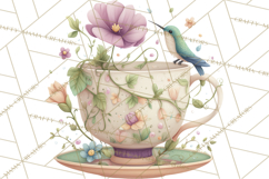Art Nouveau Teacups and Teapots Clipart PNG Product Image 2
