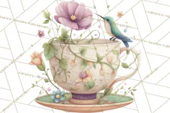 Art Nouveau Teacups and Teapots Clipart PNG Product Image 2
