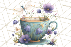 Art Nouveau Teacups and Teapots Clipart PNG Product Image 3