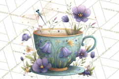 Art Nouveau Teacups and Teapots Clipart PNG Product Image 3