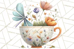 Art Nouveau Teacups and Teapots Clipart PNG Product Image 4