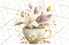 Art Nouveau Teacups and Teapots Clipart PNG Product Image 5