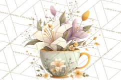 Art Nouveau Teacups and Teapots Clipart PNG Product Image 5