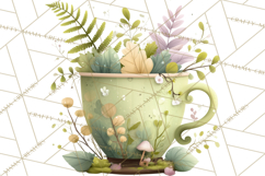 Art Nouveau Teacups and Teapots Clipart PNG Product Image 2