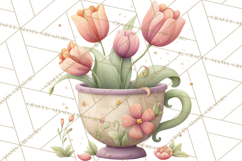 Art Nouveau Teacups and Teapots Clipart PNG Product Image 3