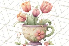 Art Nouveau Teacups and Teapots Clipart PNG Product Image 3