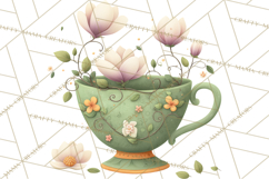 Art Nouveau Teacups and Teapots Clipart PNG Product Image 4