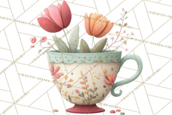 Art Nouveau Teacups and Teapots Clipart PNG Product Image 4
