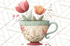 Art Nouveau Teacups and Teapots Clipart PNG Product Image 4