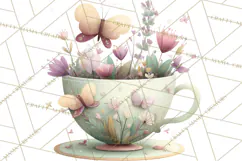 Art Nouveau Teacups and Teapots Clipart PNG Product Image 5