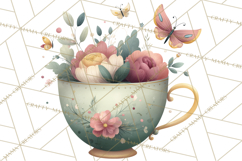 Art Nouveau Teacups and Teapots Clipart PNG Product Image 3