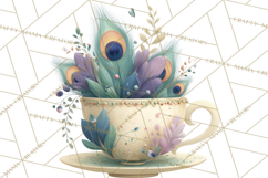Art Nouveau Teacups and Teapots Clipart PNG Product Image 4