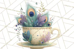 Art Nouveau Teacups and Teapots Clipart PNG Product Image 4