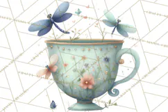 Art Nouveau Teacups and Teapots Clipart PNG Product Image 5