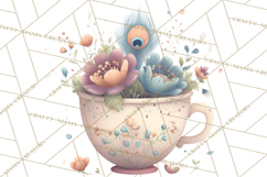 Art Nouveau Teacups and Teapots Clipart PNG Product Image 2