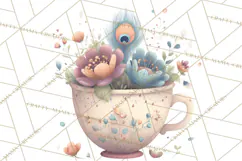 Art Nouveau Teacups and Teapots Clipart PNG Product Image 2