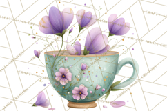 Art Nouveau Teacups and Teapots Clipart PNG Product Image 3