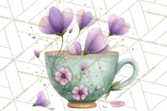 Art Nouveau Teacups and Teapots Clipart PNG Product Image 3