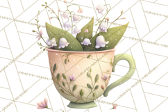 Art Nouveau Teacups and Teapots Clipart PNG Product Image 5