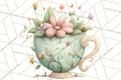 Art Nouveau Teacups and Teapots Clipart PNG Product Image 5