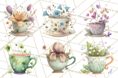 Art Nouveau Teacups and Teapots Clipart PNG Product Image 4