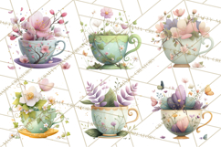 Art Nouveau Teacups and Teapots Clipart PNG Product Image 5