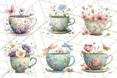 Art Nouveau Teacups and Teapots Clipart PNG Product Image 6