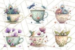 Art Nouveau Teacups and Teapots Clipart PNG Product Image 9