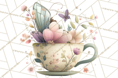 Art Nouveau Teacups and Teapots Clipart PNG Product Image 3