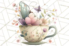 Art Nouveau Teacups and Teapots Clipart PNG Product Image 3