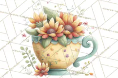 Art Nouveau Teacups and Teapots Clipart PNG Product Image 4