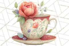 Art Nouveau Teacups and Teapots Clipart PNG Product Image 5