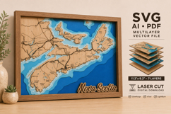 Nova Scotia 3D Wooden Map Laser Cut Files Product Image 1