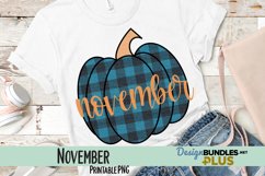 November Plaid Pumpkin Sublimation PNG Product Image 1