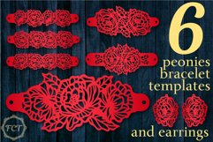 Floral peonies Leather Bracelet SVG bundle cutting templates Product Image 2