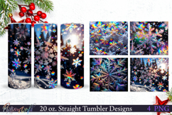 Tumbler Wraps | Neon Snowflakes 4 designs Product Image 1