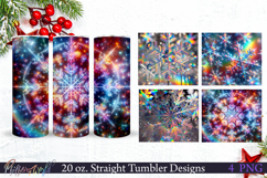 Tumbler Wraps | Neon Snowflakes | Sparkling holidays Product Image 1