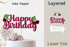 Happy Birthday cake topper, 3d layered Birthday laser cut Product Image 1