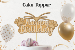 Happy Birthday cake topper, B-Day decor Layered Laser cut Product Image 2