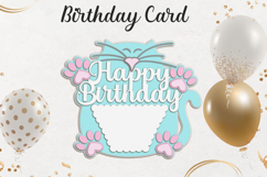 Layered Happy Birthday card with cat, 3d papercraft Product Image 2