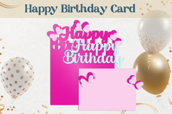 Happy Birthday card with butterfly, 3d layered Birthday svg Product Image 2