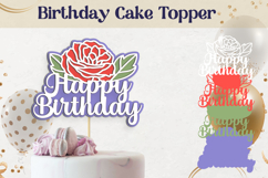Happy Birthday Cake Topper, Rose flowers Party Decor Product Image 1