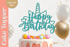 Happy birthday cake topper, Unicorn Birthday laser cut Product Image 1